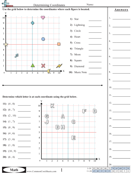 5.g.2 Worksheets - Determining Coordinates  worksheet